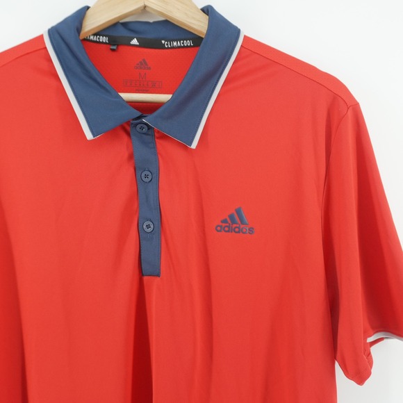 adidas Other - Adidas Polo Shirt Mens M Red Climacool Short Sleeve Golf Athletic Logo